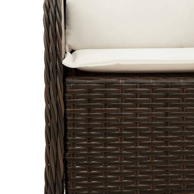 vidaXL 3 Piece Patio Dining Set with Cushions Brown Poly Rattan