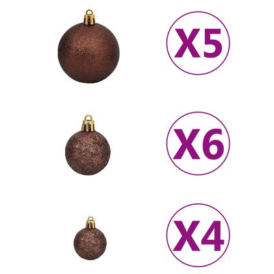 vidaXL Artificial Hinged Christmas Tree 150 LEDs & Ball Set 59.1"