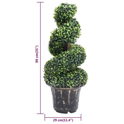 vidaXL Artificial Boxwood Spiral Plant with Pot Green 35"