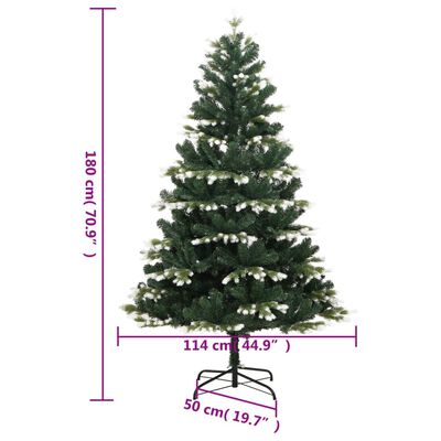 vidaXL Artificial Hinged Christmas Tree 300 LEDs & Ball Set 70.9"