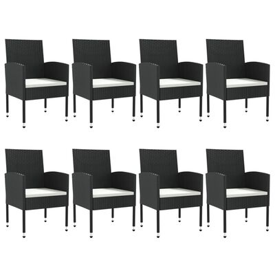 vidaXL 9 Piece Patio Dining Set Black Poly Rattan and Steel