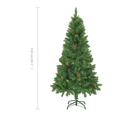 vidaXL Artificial Christmas Tree with Pine Cones Green 5 ft