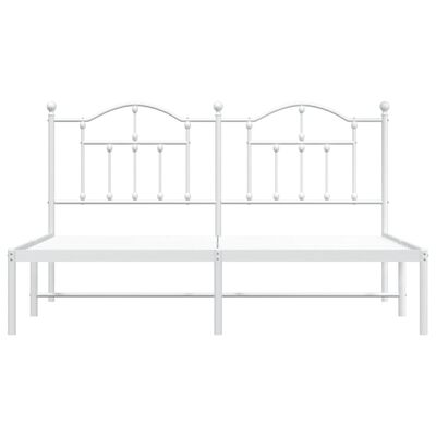 vidaXL Metal Bed Frame without Mattress with Headboard White 72"x83.9"