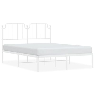 vidaXL Metal Bed Frame without Mattress with Headboard White 59.1"x78.7"