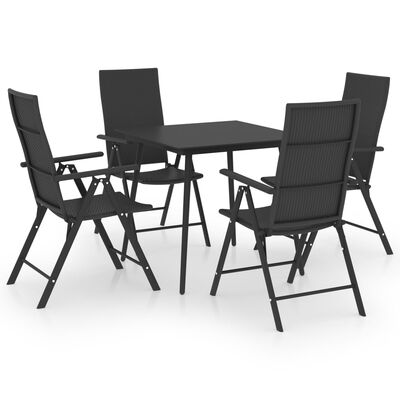 vidaXL 5 Piece Patio Dining Set Black