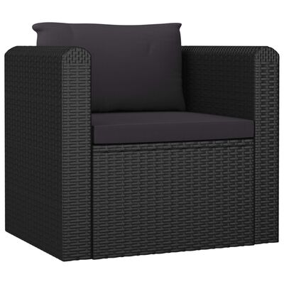 vidaXL 7 Piece Patio Lounge Set with Cushions Poly Rattan Black