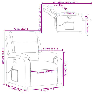 vidaXL Massage Recliner Chair Dark Green Fabric