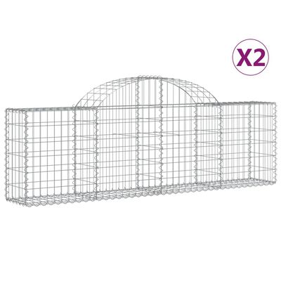 vidaXL Arched Gabion Baskets 2 pcs 78.7"x11.8"x23.6"/31.5" Galvanized Iron