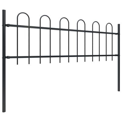 vidaXL Garden Fence with Hoop Top Steel 33.5ft Black