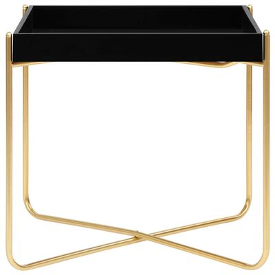 vidaXL Side Table Black and Gold 15"x15"x15.2" MDF