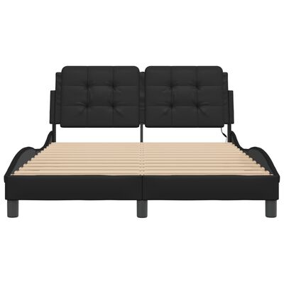 vidaXL Bed Frame with LED without Mattress Black 53.9"x74.8"