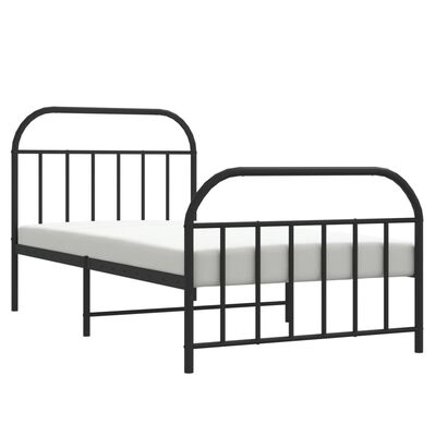 vidaXL Metal Bed Frame without Mattress with Footboard Black 39.4"x74.8"