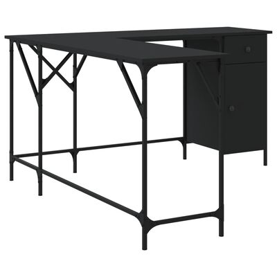 vidaXL Desk Black 55.5"x55.5"x29.5" Engineered Wood