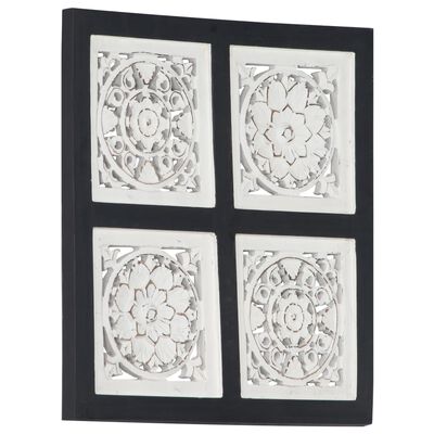 vidaXL Hand-Carved Wall Panel MDF 15.7"x15.7"x0.6" Black and White