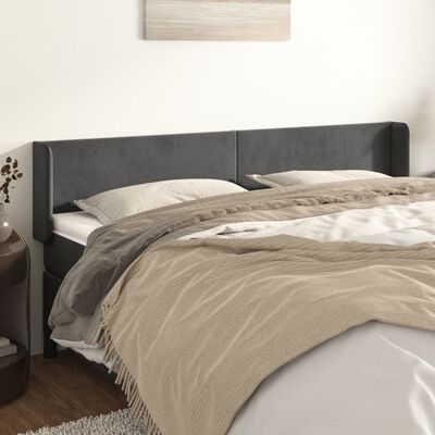 vidaXL Headboard with Ears Dark Gray 79.9"x6.3"x30.7"/34.6" Velvet