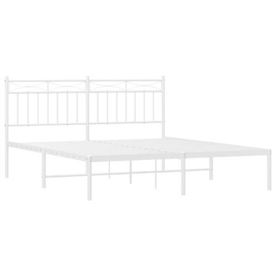 vidaXL Metal Bed Frame without Mattress with Headboard White 59.1"x78.7"