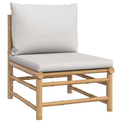 vidaXL 11 Piece Patio Lounge Set with Light Gray Cushions Bamboo