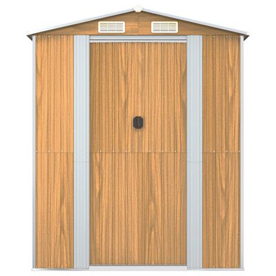 vidaXL Garden Shed Light Brown 75.6"x336.6"x87.8" Galvanized Steel