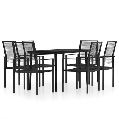 vidaXL 7 Piece Patio Dining Set Black