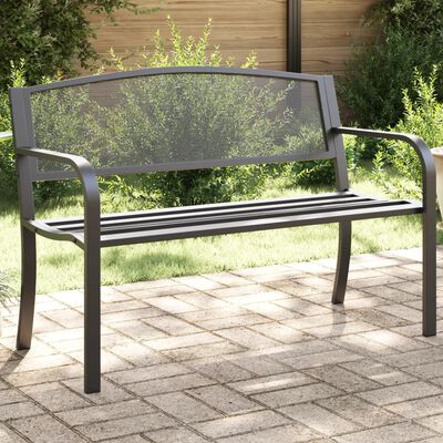 vidaXL Patio Bench 46.9" Black Steel