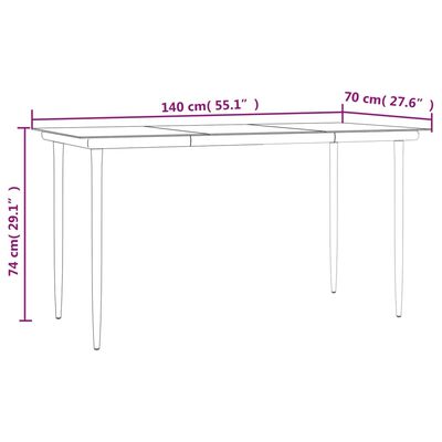 vidaXL 7 Piece Patio Dining Set with Cushions Poly Rattan and Steel