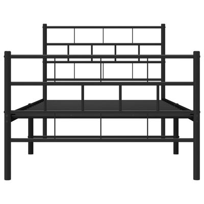 vidaXL Metal Bed Frame without Mattress with Footboard Black 39.4"x78.7"