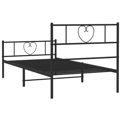 vidaXL Metal Bed Frame without Mattress with Footboard Black 39.4"x78.7"