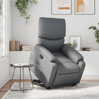 vidaXL Stand up Recliner Chair Gray Faux Leather
