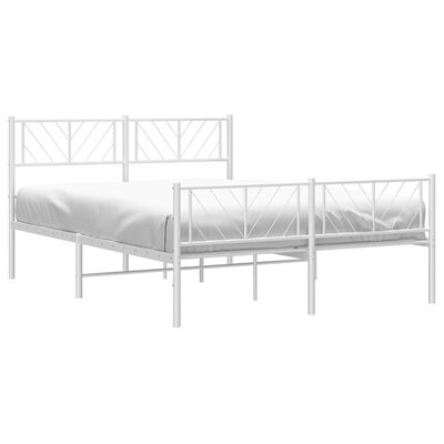 vidaXL Metal Bed Frame without Mattress with Footboard White 59.1"x78.7"