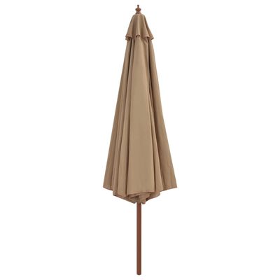 vidaXL Garden Parasol with Wooden Pole 137.8" Taupe