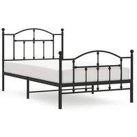 vidaXL Metal Bed Frame without Mattress with Footboard Black 39.4"x74.8"