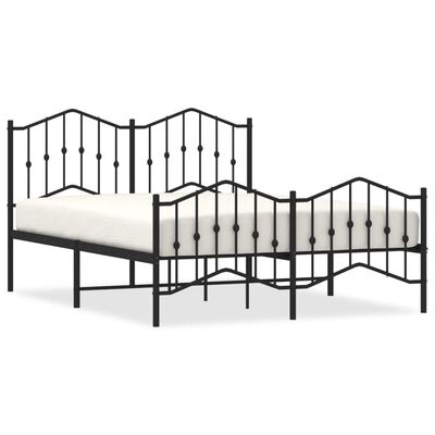 vidaXL Metal Bed Frame without Mattress with Footboard Black 59.1"x78.7"