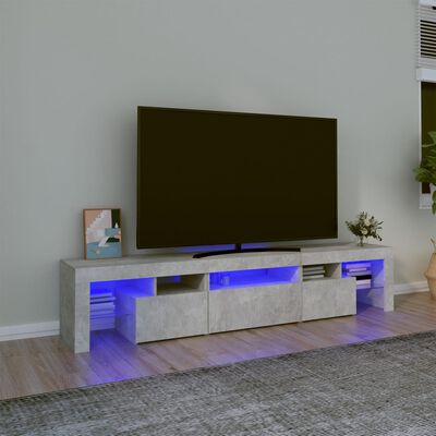 vidaXL TV Stand with LED Lights Concrete Gray 78.7"x14.4"x15.7"