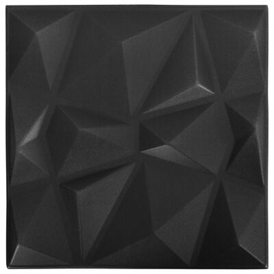 vidaXL 3D Wall Panels 48 pcs 19.7"x19.7" Diamond Black 129.2 ft²