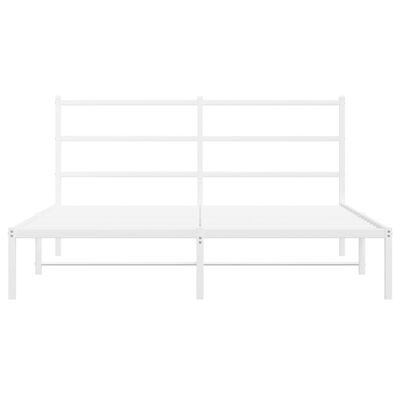 vidaXL Metal Bed Frame without Mattress with Headboard White 59.1"x78.7"