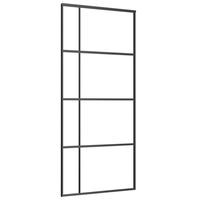 vidaXL Sliding Door ESG Glass and Aluminum 35.4"x80.7" Black