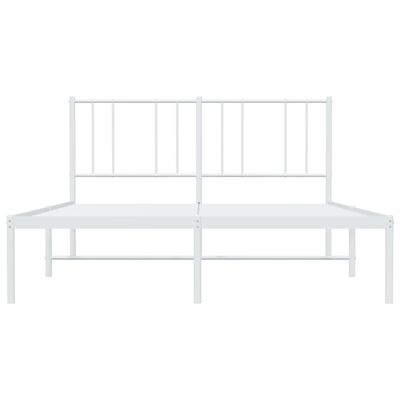 vidaXL Metal Bed Frame with Headboard White 53.9"x74.8" Full