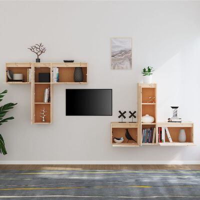 vidaXL TV Stands 6 Pcs Solid Wood Pine