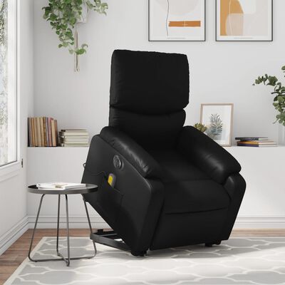 vidaXL Electric Stand up Massage Recliner Chair Black Faux Leather