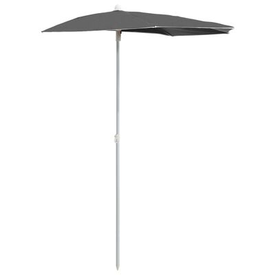 vidaXL Garden Half Parasol with Pole 70.9"x35.4" Anthracite