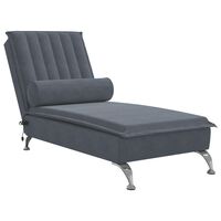 vidaXL Massage Chaise Lounge with Bolster Dark Gray Velvet