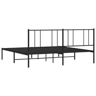 vidaXL Metal Bed Frame with Headboard Black 72"x83.9" California King