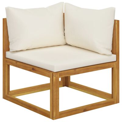 vidaXL 4 Piece Patio Lounge Set with Cushion Cream Solid Acacia Wood