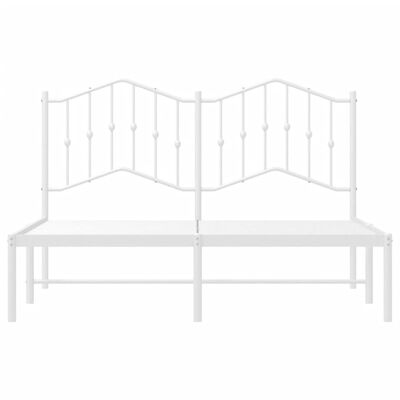 vidaXL Metal Bed Frame without Mattress with Headboard White 59.1"x78.7"