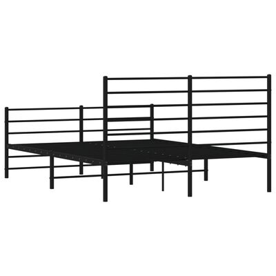 vidaXL Metal Bed Frame without Mattress with Footboard Black 59.1"x78.7"