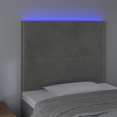 vidaXL LED Headboard Light Gray 39.4"x2"x46.5"/50.4" Velvet