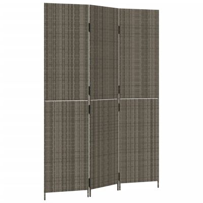 vidaXL Room Divider 3 Panels Gray Poly Rattan