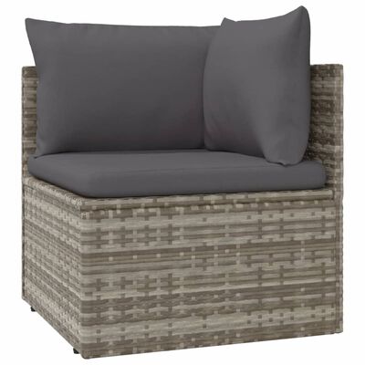 vidaXL 8 Piece Patio Lounge Set with Cushions Gray Poly Rattan