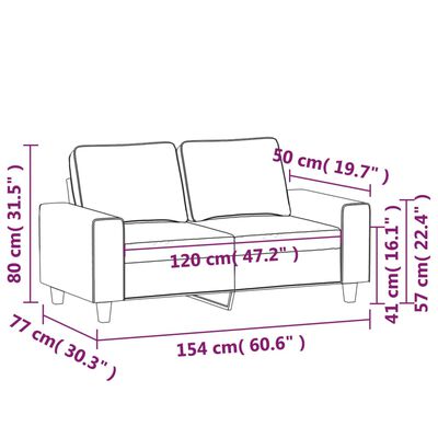 vidaXL 2-Seater Sofa Black 47.2" Fabric