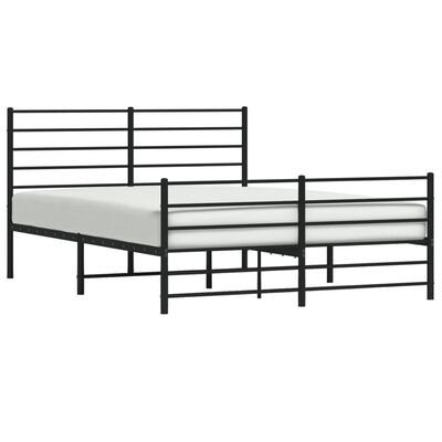 vidaXL Metal Bed Frame without Mattress with Footboard Black 53.1"x74.8"